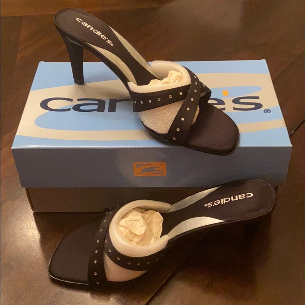 Candies Black Satin Heels